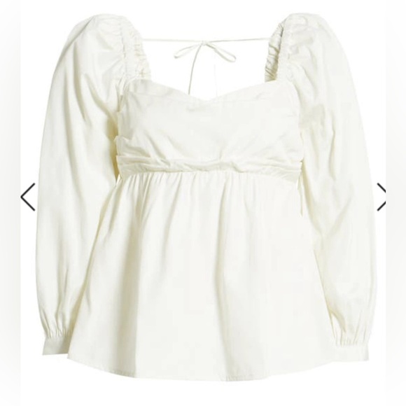 Open Edit Ivory Cotton Poplin Babydoll Top Size Small NWT - Picture 5 of 16